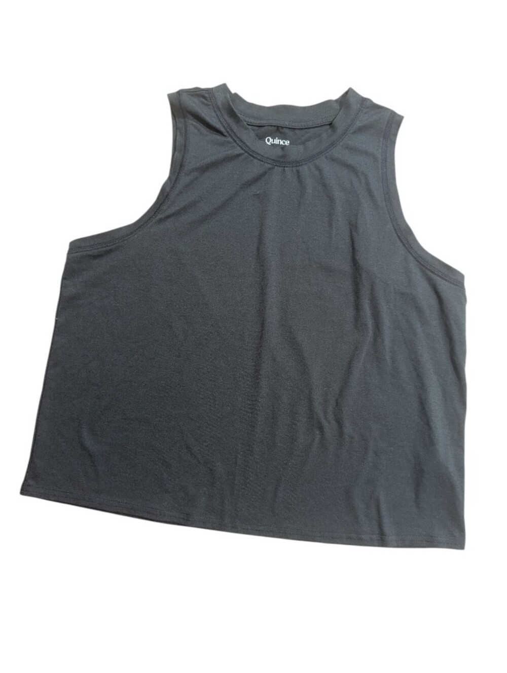 Quince Active Tank Black Flowknit Breeze High-Neck Tank Top Sz L *EUC
